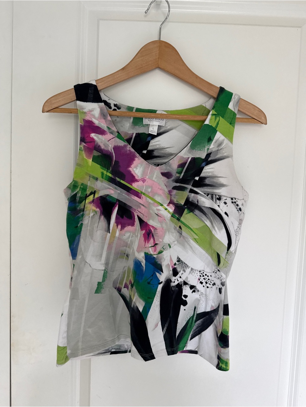 Vintage Y2K Bisou Bisou Michele Bohbot Abstract Floral Tank top  Lg